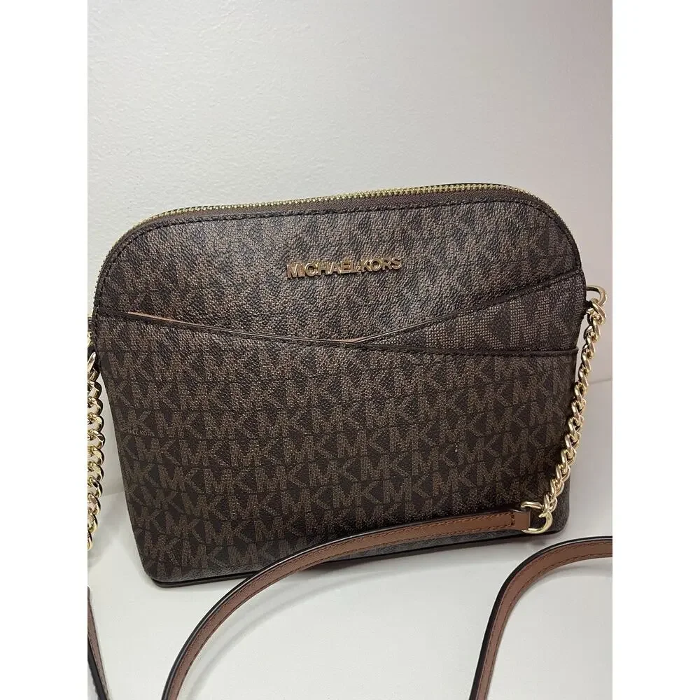 Michael Kors 35F1GTVC6B-200 Jet Set Medium Crossbody Leather Handbag Brown NEW